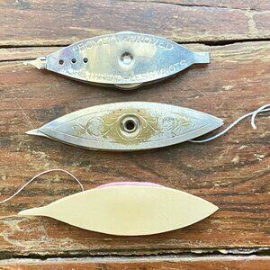 Vintage Lot of 3 Tatting Shuttles  BOYE IMPROVED Celluloid Plastic Metal